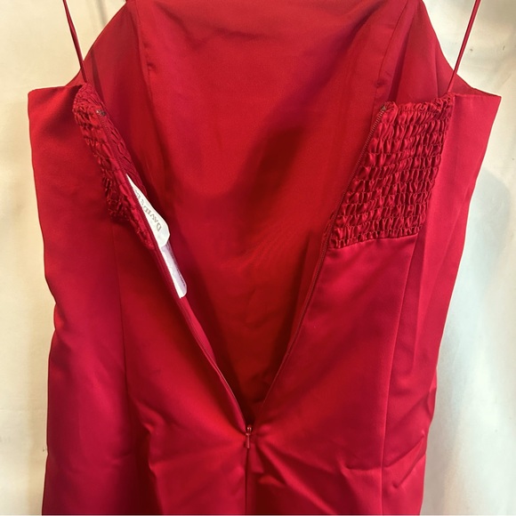 David’s Bridal Short Satin Dress with Spaghetti Straps | Apple Red | Girls 16 - Picture 6 of 10